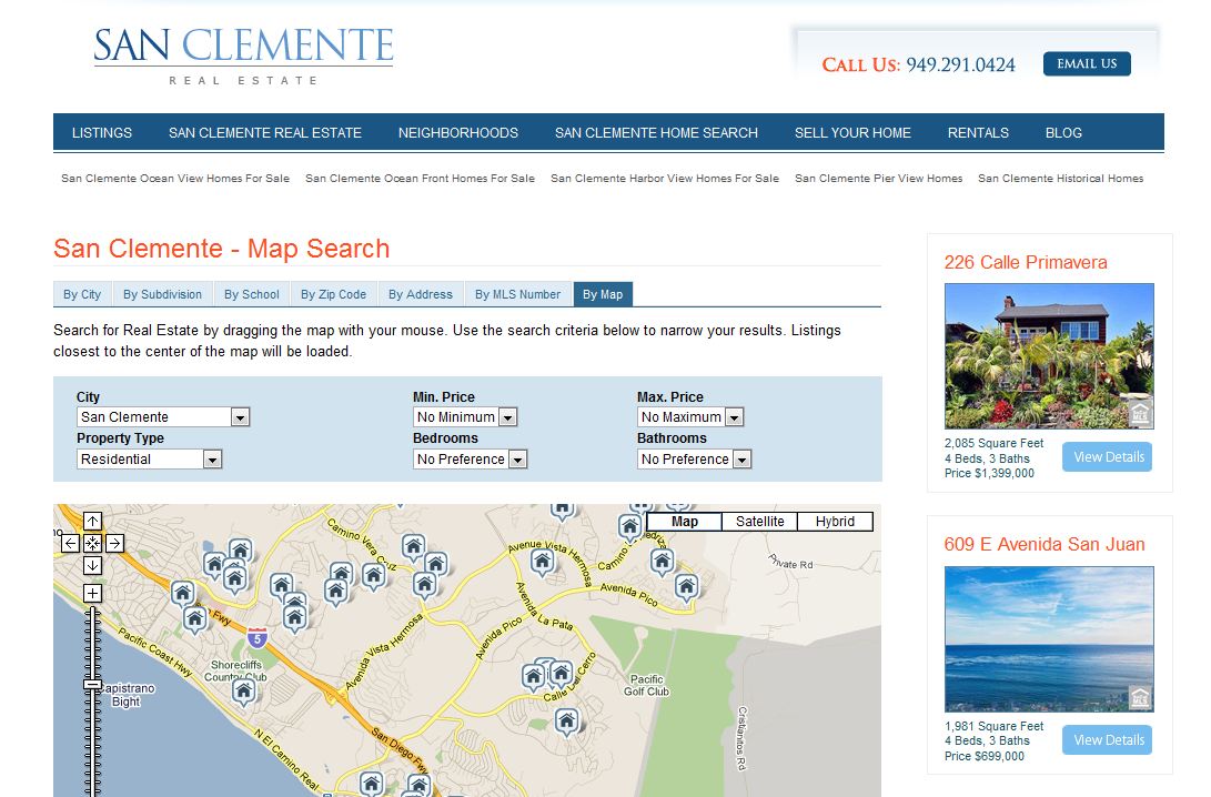 San Clemente Map Search | San Clemente Homes For Sale