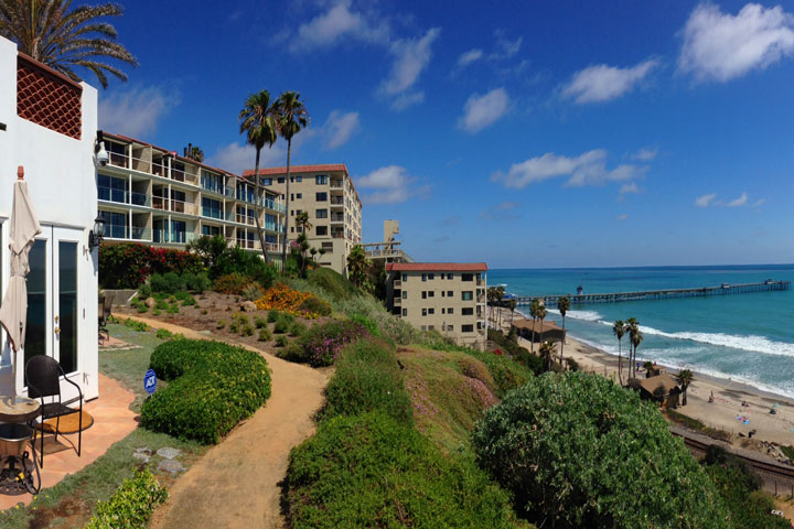 Vista Pacifica Villas Oceanfront Views | San Clemente Real Estate Image of Oceanfront and Pier Views from the Vista Pacifica Villas condos in San Clemente, California